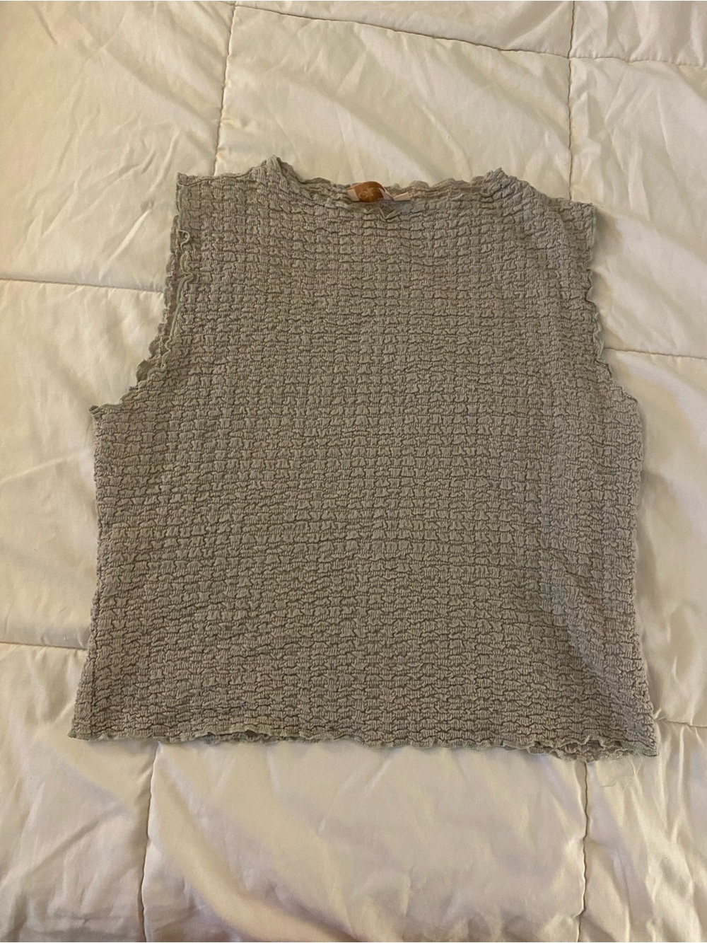 LG Smocked Sleeveless Tank Top - Light Gray